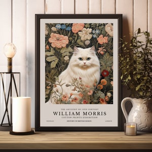 William Morris Print, William Morris Exhibition Print, William Morris Persian Cat Poster, William Morris Vintage Art, Vintage Cat Poster
