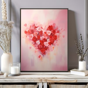 Pink Hearts Wall Art, Graffiti Hearts Preppy Room Decor, Aesthetic Print Trendy Dorm Wall Art, Cute Girls Nursery Decor, Romantic Poster