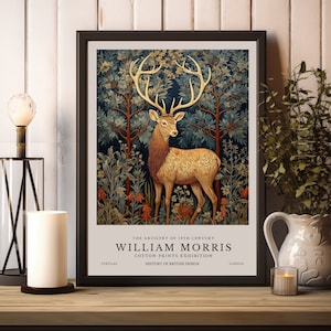 William Morris Reindeer Print, William Morris Exhibition Print, William Morris Poster, Vintage Wall Art, Textiles Art, Vintage Deer Poster