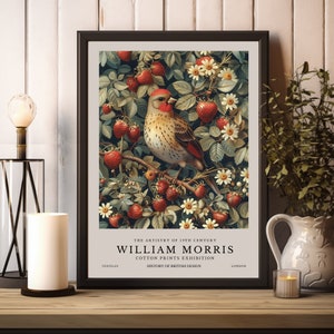 William Morris Print, William Morris Exhibition Print, William Morris Strawberry Thief Poster, Vintage Wall Art, Textiles Art Vintage Poster