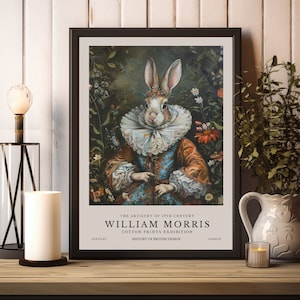 William Morris Print, William Morris Exhibition Print, William Morris Victoria Lady Bunny Portrait Poster, William Morris Rabbit Artwork