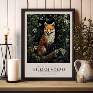 William Morris Print, William Morris Exhibition Print, William Morris Fox Poster, Vintage Wall Art, Textiles Art, Vintage Poster, Fox Print
