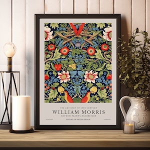 William Morris Print, William Morris Exhibition Print, William Morris Strawberry Thief Poster, Blue Wall Art Print, Kitchen Art Decor Print