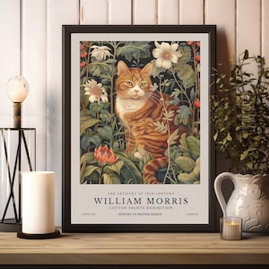 William Morris Print, William Morris Poster, William Morris Exhibition Print, Vintage Wall Art, Textiles Art, Vintage Poster, Tabby Cat Art