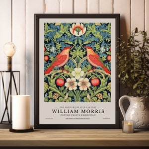 William Morris Print, William Morris Exhibition Print, William Morris Poster, Vintage Wall Art, Kitchen Art Decor, Strawberry Thief Print