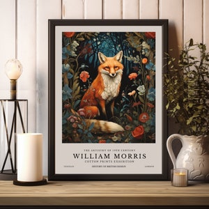 William Morris Print, William Morris Exhibition Print, William Morris Fox Poster, Vintage Wall Art, Textiles Art, Vintage Poster, Fox Print