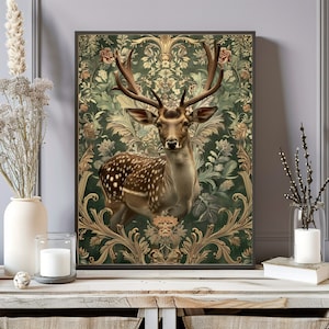 William Morris Print, William Morris Exhibition Print, William Morris Poster, Vintage Wall Art, Textiles Art, Vintage Poster, Deer Print