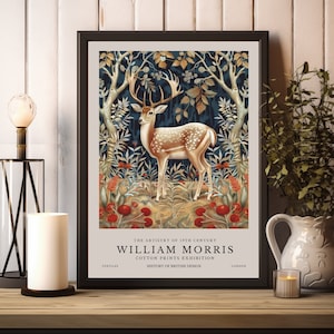 William Morris Reindeer Print, William Morris Exhibition Print, William Morris Poster, Vintage Wall Art, Textiles Art, Vintage Deer Poster