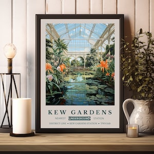 Impression William Morris, impression Kew Gardens, impression jardins botaniques, affiche William Morris, impression Londres, art mural vintage, affiche d'art vintage