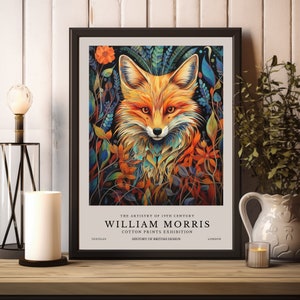 William Morris Print, William Morris Exhibition Print, William Morris Fox Poster, Vintage Wall Art, Textiles Art, Vintage Poster, Fox Print