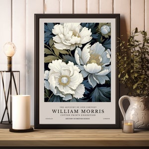 William Morris Prints, William Morris Exhibition Print, William Morris Poster, Navy Vintage Wall Art, Textiles Art, Vintage Blue Floral Art