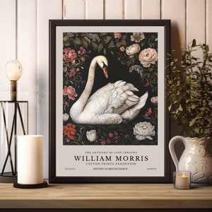 William Morris Print, William Morris Exhibition Print, William Morris Poster, Vintage Wall Art, Textiles Art, Vintage Poster, Swan Art Print