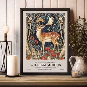 Impressão de renas de William Morris, impressão de exposição de William Morris, pôster de cervos de William Morris, arte de parede vintage, arte têxtil, pôster vintage