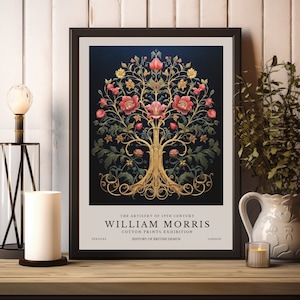 William Morris Tree of Life Print, William Morris Poster, Moon and Star William Morris Exhibition Print, Vintage Wall Art, Vintage Poster