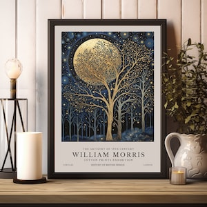 Impression étoile et lune William Morris, affiche William Morris, impression de l'exposition William Morris, art mural vintage, art textile, affiche vintage