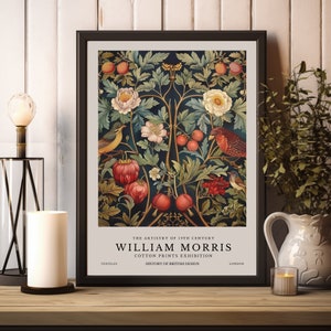 William Morris Floral Bird Art Print, Cartel de la exposición de William Morris, Cartel de William Morris, Cartel vintage, Cartel de textura, Impresiones de aves