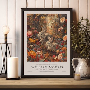 William Morris Druck, William Morris Ausstellungsdruck, William Morris Poster, William Morris Kaninchen Kunst, Blumenkunst, Herbst Wald Kaninchen Kunst