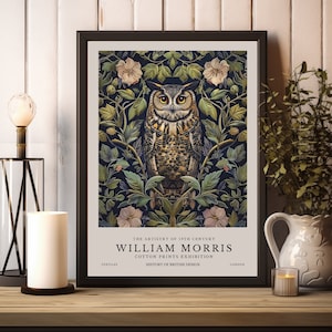 Owl William Morris Print, William Morris Exhibition Print, William Morris Owl Poster, Vintage Wall Art, Textiles Art, Vintage Poster Print