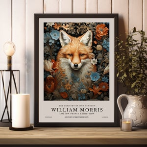 William Morris Print, William Morris Exhibition Print, William Morris Poster, Vintage Wall Art, Textiles Art, Fox Art Prints, Vintage Poster