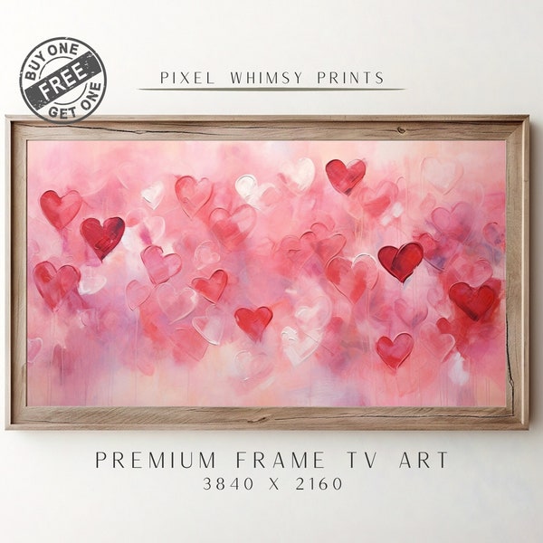 Valentine's Day Samsung Frame TV Art, Valentine Hearts Frame TV Art, Abstract Valentines Red Heart Wall Art, Holiday Decor Digital Download