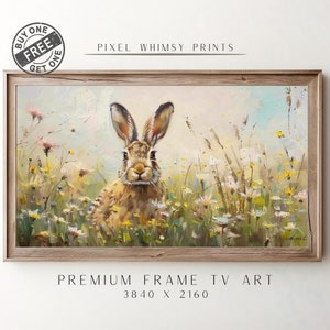 Spring Bunny Samsung Frame TV Art, Easter Bunny Rabbit TV Art, Spring Decor, Vintage Farmhouse TV, Nursery Art, Hare Tv Art Digital Download