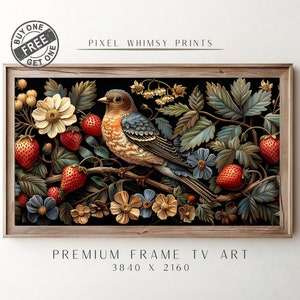 Samsung Frame TV Art, William Morris Bird Floral Print TV Descarga digital, William Morris enmarcado Tv Art, William Morris Bird Artwork Print