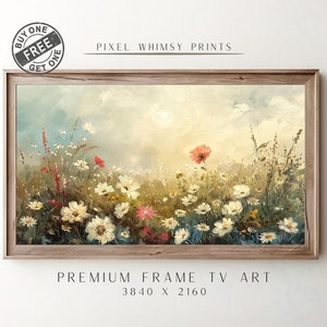 Samsung Frame TV Art, Spring Wildflower Field TV Art, Country Flowers Art, Warm Tone Wildflowers Art, Spring Frame TV Art Digital Download
