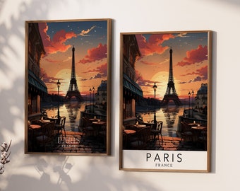 Paris Traditional Travel Print France, Eiffel Tower, Paris France Poster, Eiffel Tower Print, Wedding Gift, Paris Wall Art, France Poster