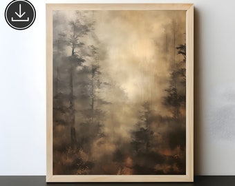 Vintage Halloween Hunted Forest Print, Halloween Decor, Dark Academia Wall Art, Halloween Wall Art, Gothic Wall Art, Halloween Digital Print