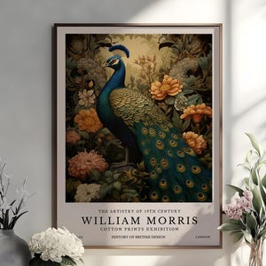 William Morris Peacock Print, William Morris Poster, William Morris Exhibition Print, William Morris Vintage Art, Floral Art, Vintage Poster