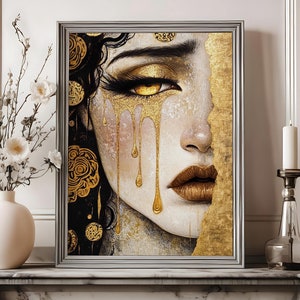 Gustav Klimt Golden Tears Print, Gustav Klimt Inspired Art, Gustav Klimt Home Decor, Vintage Poster, Klimt Woman Art, Housewarming Gifts