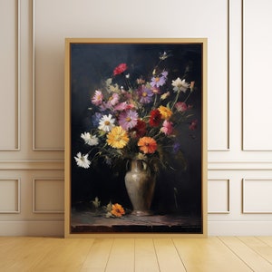 Oil Painting Wildflower Wall Art, Farmhouse Wall Decor, Wildflower Wall Art, Living Room Art, Digital Download Printable Vintage Wildflower