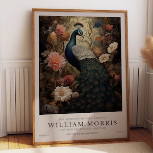 William Morris Peacock Print, William Morris Poster, William Morris Exhibition Print, William Morris Vintage Art, Floral Art, Vintage Poster