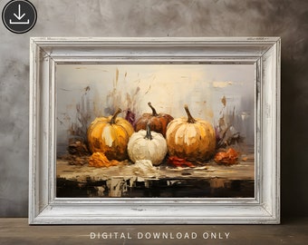 Rustic Fall Wall Decor Printable Pumpkin Still Life Painting Fall Art ...