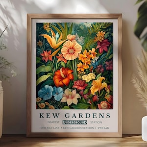 William Morris Kew Gardens Print, William Morris Exhibition Poster, Botanical Gardens Art Decor, Vintage Wall Art, Vintage Floral Art Print