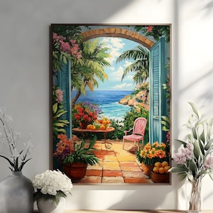 Henri Matisse Open Window Poster, Henri Matisse Print, Matisse Wall Art, Coastal View Colorful Mediterranean Wall Decor, Fauvism Painting