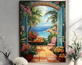 Henri Matisse Open Window Poster, Henri Matisse Print, Matisse Wall Art, Coastal View Colorful Mediterranean Wall Decor, Fauvism Painting