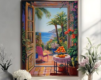 Open Window Henri Matisse Poster, Henri Matisse Print, Matisse Wall Art, Coastal View Colorful Mediterranean Wall Decor, Fauvism Painting