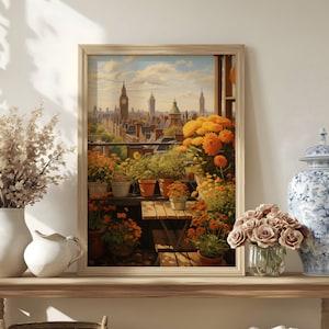 Autumn City Wall Art, Moody Fall Wall Art, Antique Fall City Poster, Vintage Country Farmhouse Print, Rustic Wall Decor, Vintage Fall Art