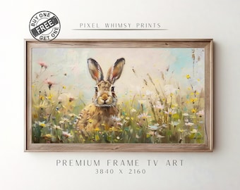 Spring Bunny Samsung Frame TV Art, Easter Bunny Rabbit TV Art, Spring Decor, Vintage Boerderij TV, Kwekerij Kunst, Hare TV Art Digitale Download