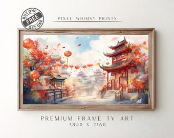 Arte TV Samsung Frame, arte TV celebrazione del nuovo anno, arte cinese Capodanno 2024 per Frame TV, download digitale arte Asia, arte felice anno nuovo