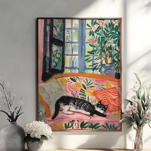 Henri Matisse Print, Tuxedo Cat Matisse Poster, Gallery Wall Art, Livingroom Wall Decor, Open Window Art, Housewarming Gift for Cat Lover