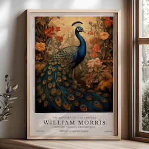William Morris Peacock Print, William Morris Poster, William Morris Exhibition Print, William Morris Vintage Art, Floral Art, Vintage Poster