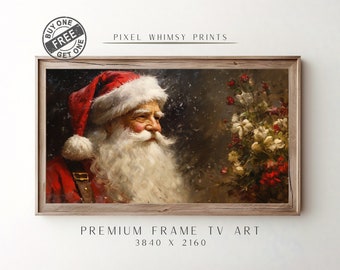 Vintage Christmas Samsung Frame TV Art, Santa Claus Art for TV, Farmhouse Painting Christmas Holiday Decor Christmas Digital Download TV Art
