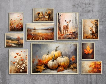 Fall Moody Gallery Wall Prints SET of 10, Halloween Fall Printable Art ...