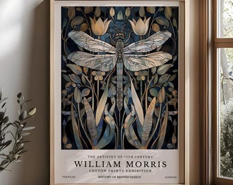 William Morris Print, William Morris Dragonfly Poster, William Morris Exhibition Print, Vintage Wall Art, Textiles Art, Morris Lover Gift