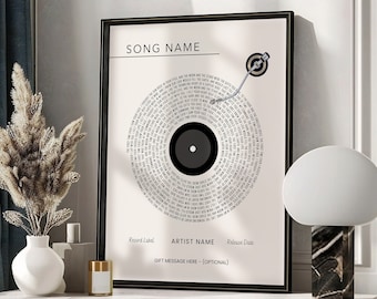 Benutzerdefinierter Vinyltext Print, personalisiertes Musikplakat digitaler Download, anpassbares Musikgeschenk, Musikgeschenk zum Jubiläum, Hochzeit Song Dance