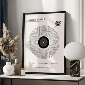 Custom Vinyl Lyrics Print, Personalised Music Poster Digital Download, Customizable Music Gift, Anniversary Music Gift, Wedding Song Dance