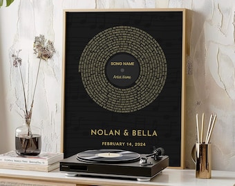 Personalized Vinyl Lyrics Print, Music Poster Custom, Customizable Music Gift, Anniversary Gift, Music Gift, Wedding Song Dance Gift for Dad
