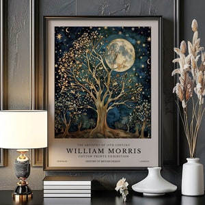 William Morris Print, William Morris Exhibition Print, William Morris Poster, Vintage Wall Art, Textiles Art, Vintage Poster, Moon and Stars